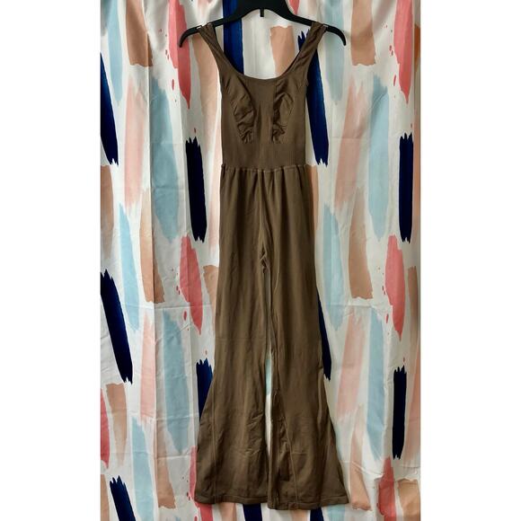 NWOT Free People Movement Good Karma Flared Onesie in Brown Size XS/S - Picture 2 of 11